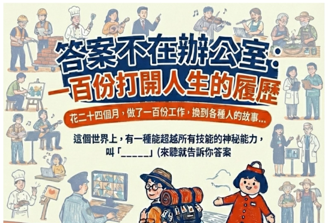 ［講座］答案不在辦公室：一百份打開人生的履歷（講者：藍白拖）2026/3/6 12:30-14:30